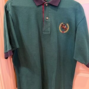 Green Polo Shirt with equestrian jumper Embroidered Logo